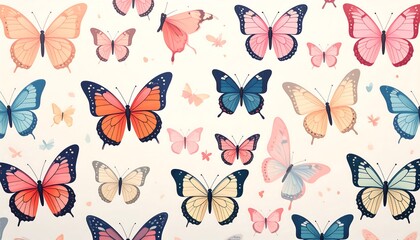 Pastel butterflies on a light background
