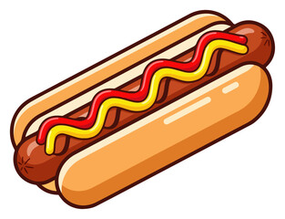 Close-up of a hot dog with mustard and ketchup.