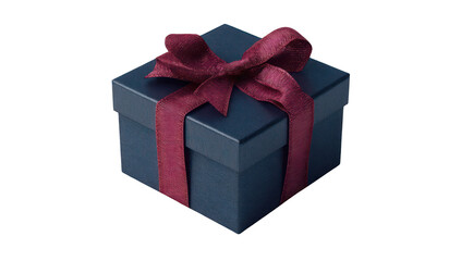 Obraz premium Dark-blue gift box with a maroon ribbon