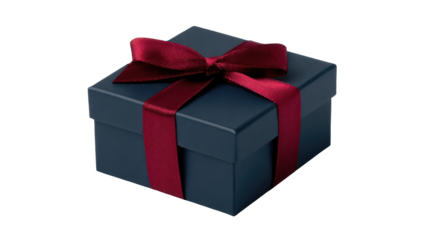 Dark navy blue gift box with maroon ribbon (1)