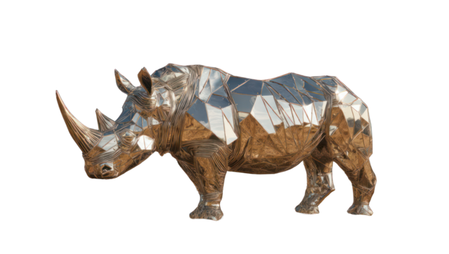 Metallic Rhinoceros Sculpture