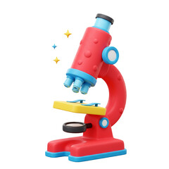 3d microscope cartoon style isolated on white background  
