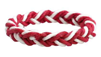 Red and white braided bracelet