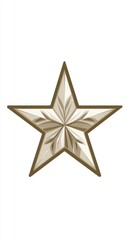 Obraz premium Beige Five Pointed Star with Intricate Design on White Background