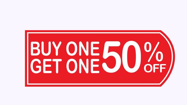 Buy one get one 50% off promotion banner, suitable for ads, social media, websites, retail promotions, online stores, marketing campaigns.
