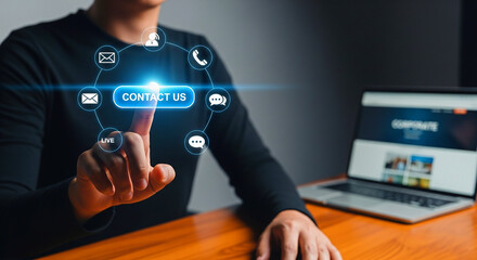 Fototapeta premium Engage clients and boost business growth with our modern contact options, connecting you instantly with your audience for real results now