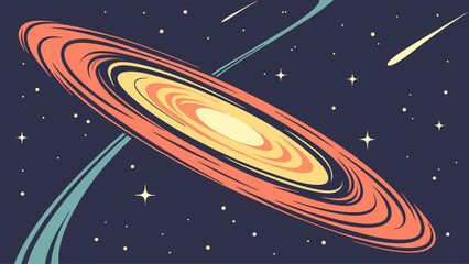 Naklejka premium Cosmic Nebula Space Galaxy Rings Stars Celestial Night Sky Universe Astronomy Astrophysics Outer Space Starry Night Spiral Galaxy Galactic Planetary Rings Cosmological Stellar Space Background Galaxy.