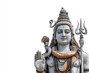 Detailed portrayal of a statue of lord shiva,  exhibiting intricate details and serene expression.