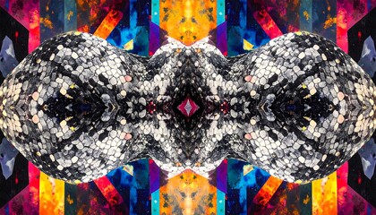 Abstract symmetrical pattern with reptile skin texture