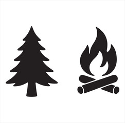 camp vector set silhouette