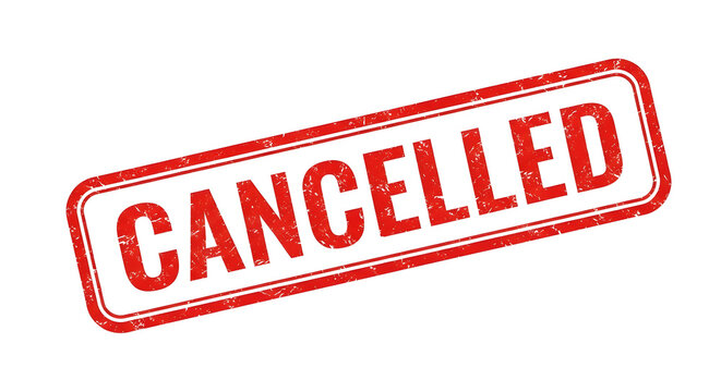 Cancelled stamp vector image for event cancellation notice and meeting cancelled sign template design