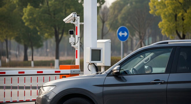 Automatic parking access control system vehicle entry security barrier gate with cctv camera system