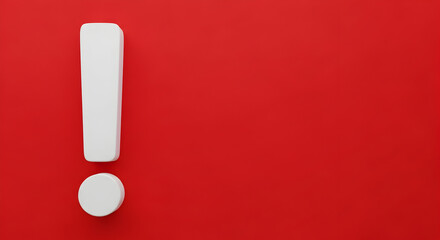 White exclamation mark on a vibrant red background symbolizing urgency attention and important notifications for websites presentations and graphic designs