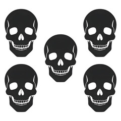 Stylized Dark Skulls Seamless Pattern: Grunge, Gothic, Halloween Design Element.