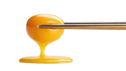 A glossy orange sphere, dripping