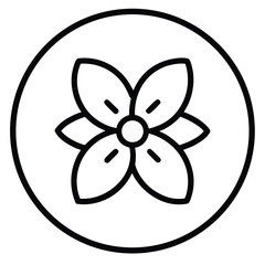 Minimal Flower in Circle Icon – Nature and Organic Symbol Vector