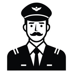 Airline Pilot Vector Icon – Professional Aviator Illustration