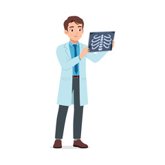 Doctor in Lab Coat Examining XRay Image with a Smile medical professional healthcare