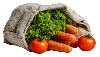 Fresh produce in a burlap bag