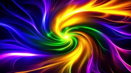 Vibrant swirling energy vortex of light, radiating in rainbow hues. Free Video 4k - Powered by Adobe