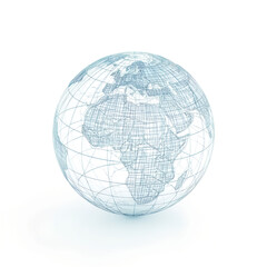 Abstract Wireframe Globe: Global Network, Connectivity, Technology, Futuristic Design, Cool Blue Hues.
