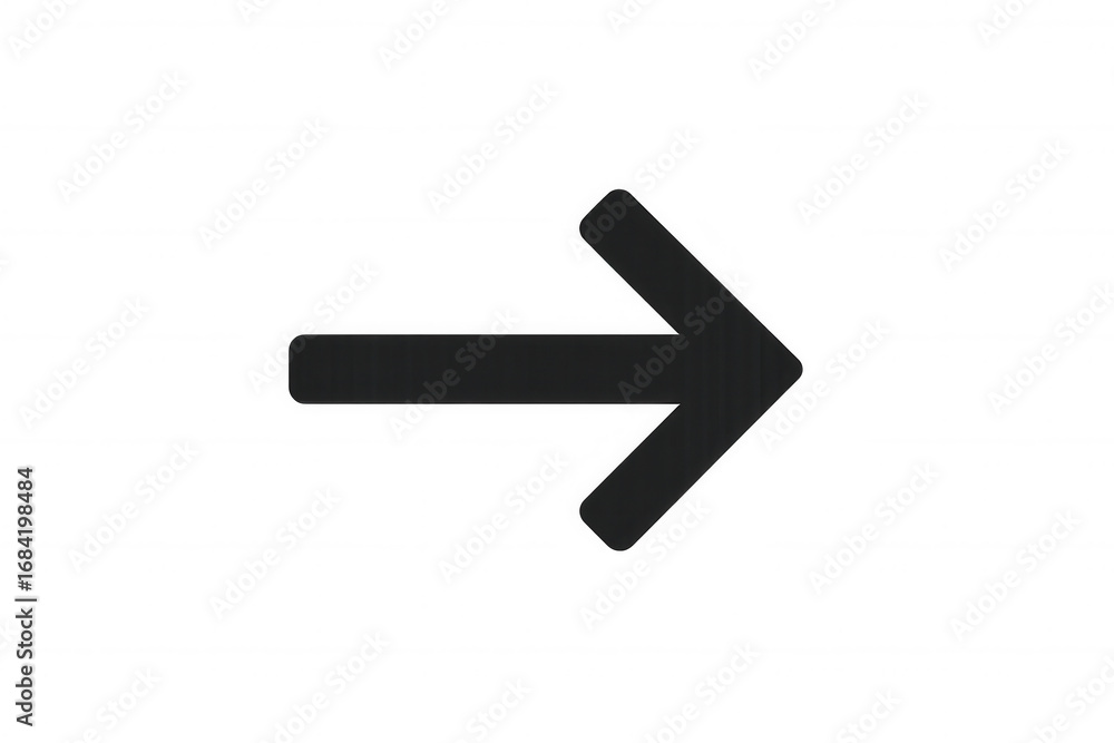 Poster simple black arrow pointing to the right on a transparent background, ideal for indicating direction