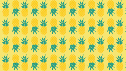 Tropical seamless pattern of yellow pineapples on a light background, perfect for fabric, wallpaper, and wrapping paper. Seamless pineapple pattern with a vibrant yellow background in a clean