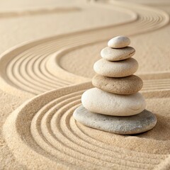 zen stones on the sand