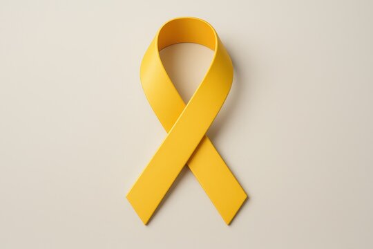 Sunshine yellow awareness ribbon element with 3D dimensional design and symbolic meaning
