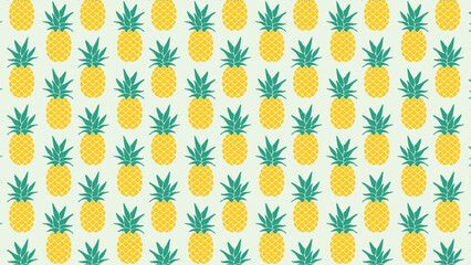 A simple and seamless pineapple pattern on a light background. This tropical fruit vector is perfect for summer designs, fabric, and wrapping paper