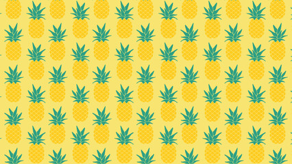 Fun and cute pineapple pattern on a bright yellow background. Perfect as a digital design element, fabric, wrapping paper, or textile print