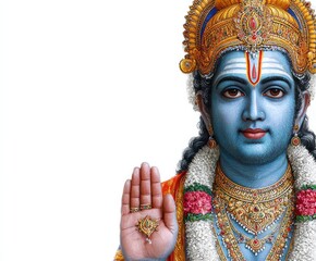 A detailed depiction of a deity, showcasing intricate details and vibrant colors against a plain white background.