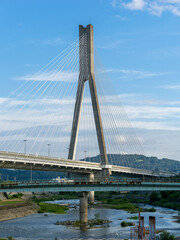 猪名川に架けられた新猪名川大橋と中橋