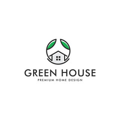 Green home build modern real estate logo design, architecture icon vector logotype