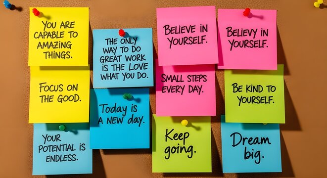 Motivational quotes and affirmations for success and positive thinking concept