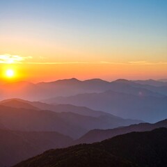 Fototapeta premium Sunrise over mountain ranges
