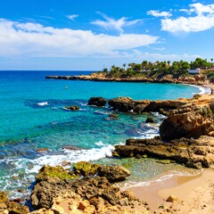 Coastal Beach Scene Sunny Day