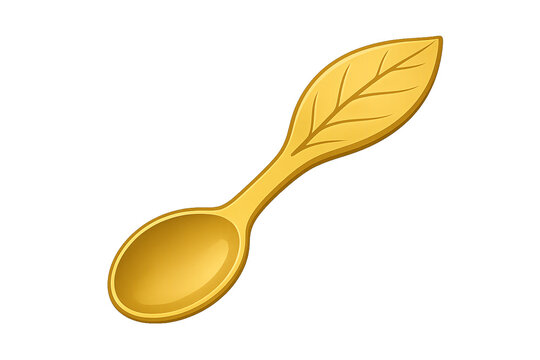 Colher de ouro elegante com design de folha, perfeita para comida gourmet e imagens de estilo de vida luxuoso