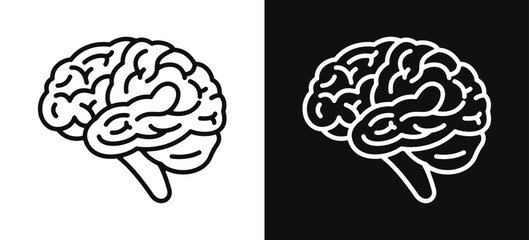 Brain icon modern line art. Human brain in line art syle side view. Minimalist brain logo design. Vector Illustration