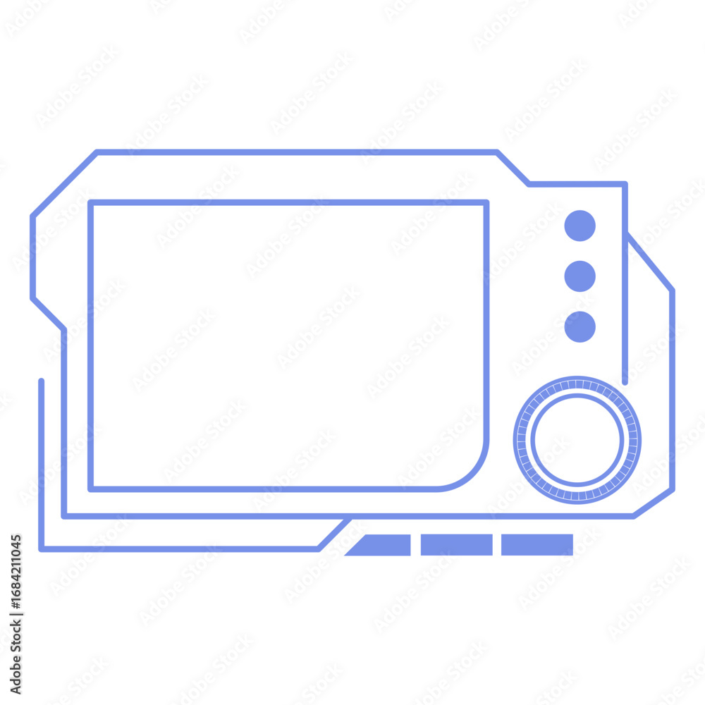 Poster abstract futuristic technology screen with a geometric blue frame, an isolated vector graphic for a 