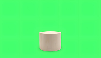 White Cylinder Product Display on Green Screen