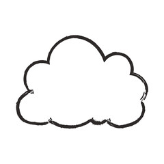 Hand-drawn cloud outline with a rough grunge texture, isolated black and white vector sketch illustration for design element