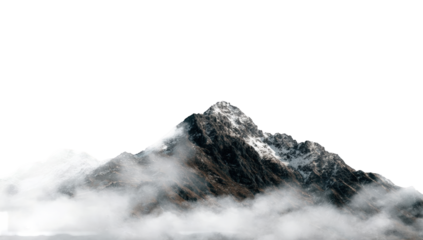 Snowy mountain peak emerging from clouds (1)