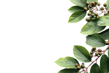 Fresh green leaves and berries frame