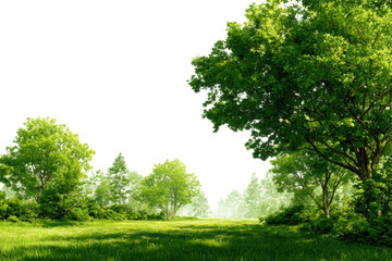 Obraz premium Lush green trees and grass in a park-like setting