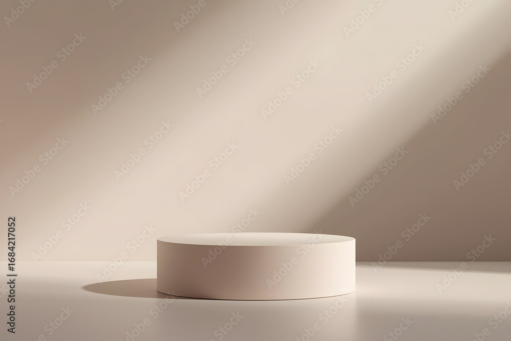 Poster minimalistic platform casting a gentle shadow showcasing products in a light color theme