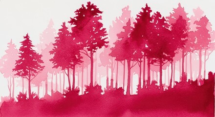 Crimson Forest Silhouette: An artistic rendering showcasing a vibrant crimson forest silhouette against a gentle background. The design evokes a sense of serenity and natural beauty.