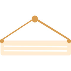 Hanging beige board note illustration with rope, flat stationery design, minimalist template for memo, planner, school, or office.
