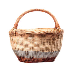 Fototapeta premium Woven Rattan Basket Isolated on Black Background for Product Mockups