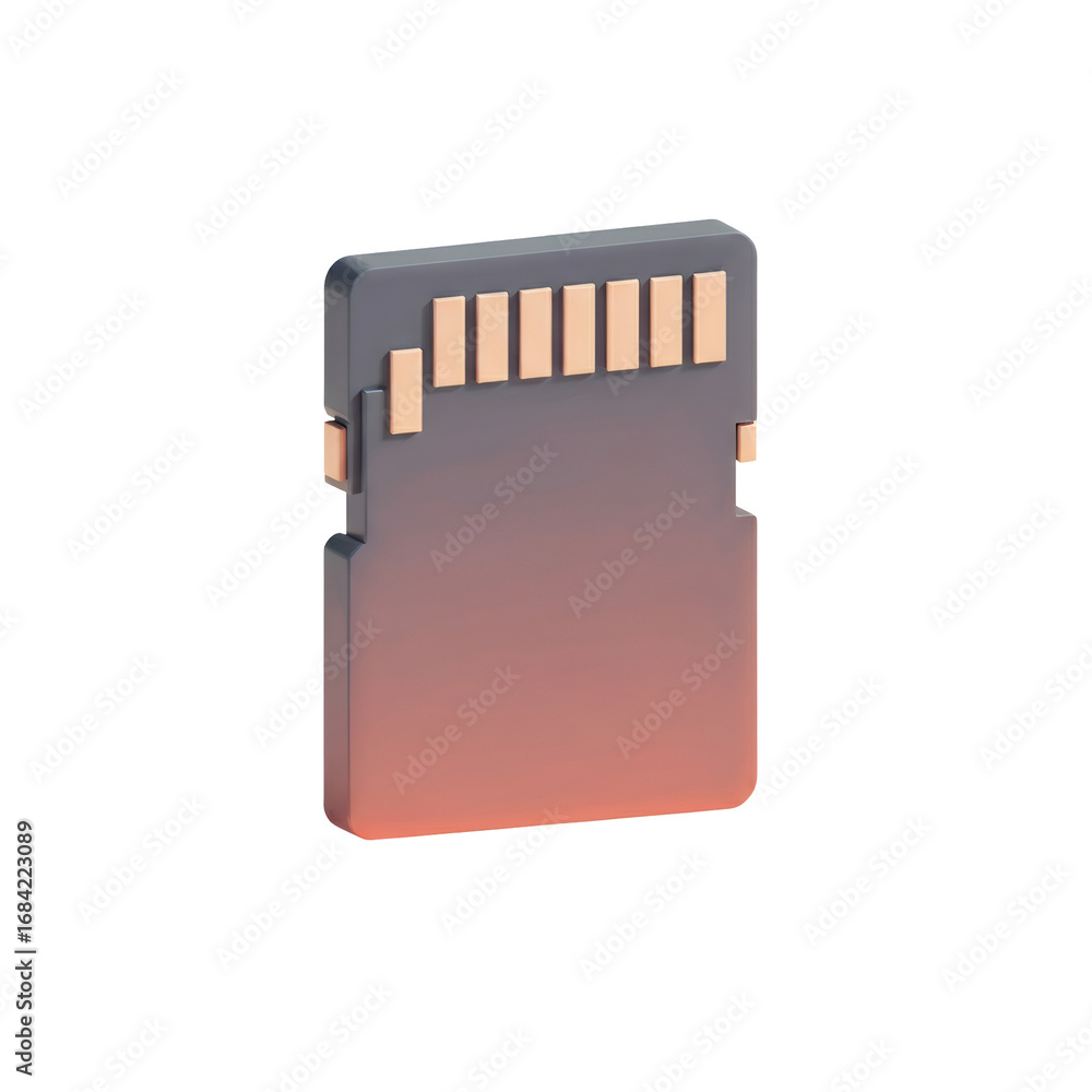 Aufkleber isolated 3d rendered micro sd card in gradient hues for data storage on transparent background